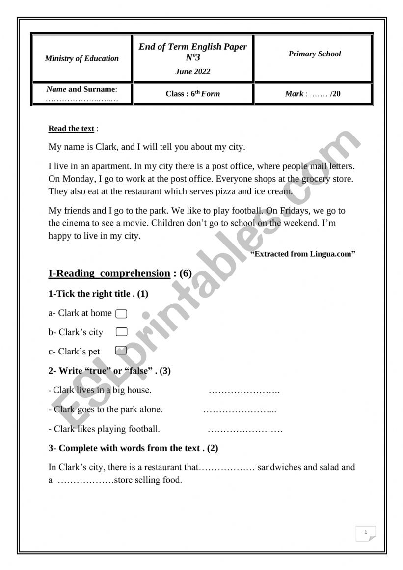 Third Term Exam  worksheet