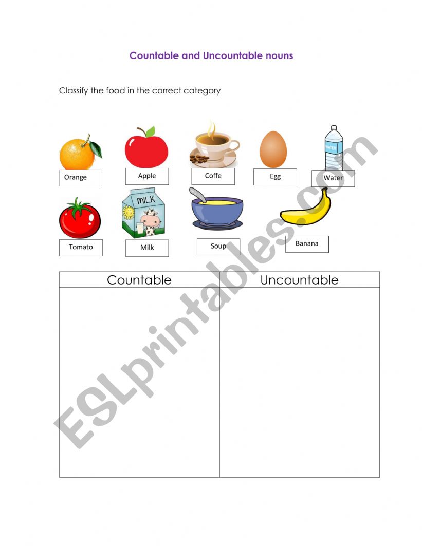 countables and uncountables worksheet