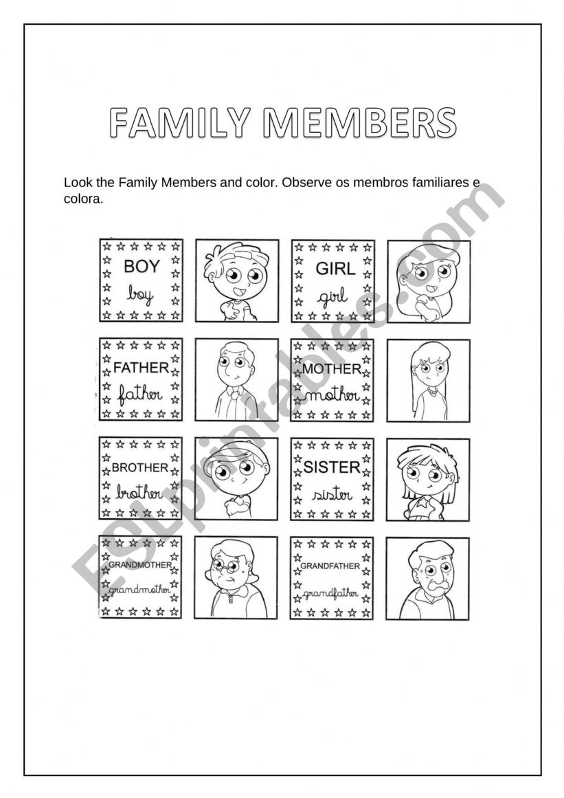 FAMILY MEMBERS worksheet