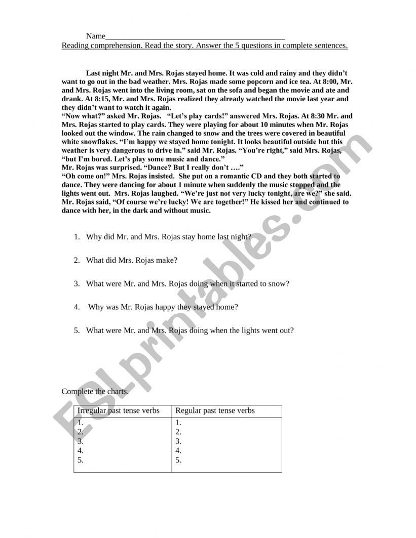 Past simple and continuous worksheet