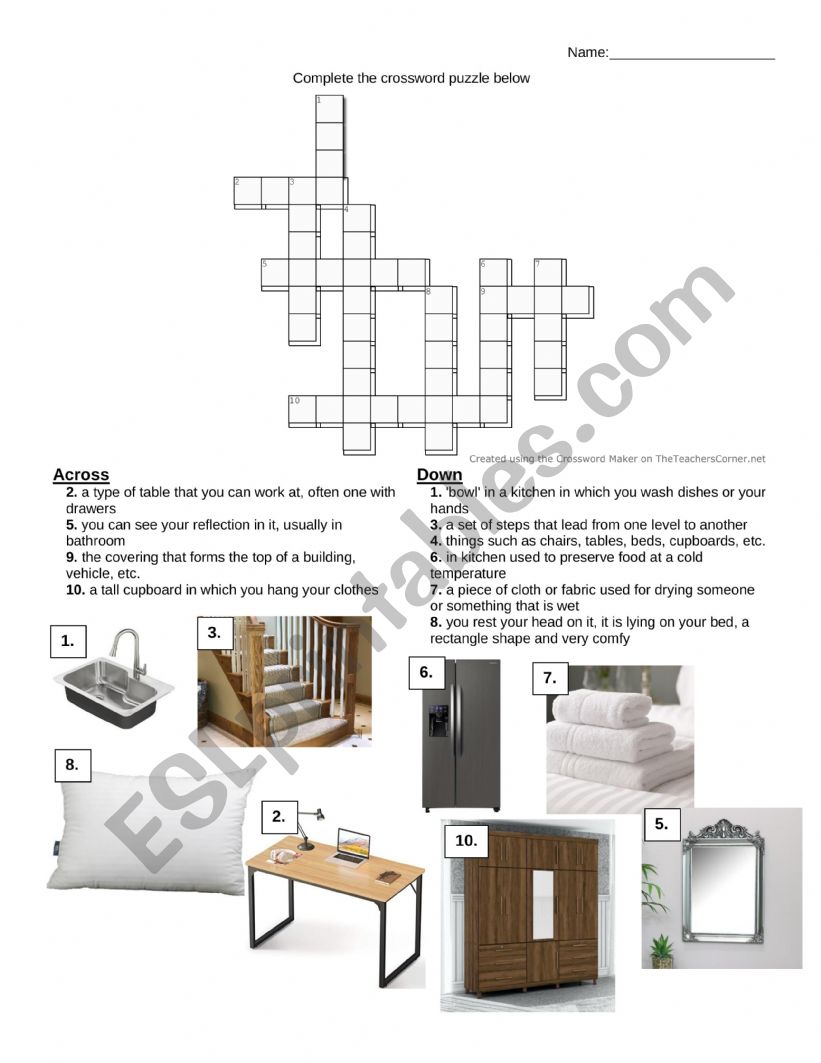 furniture worksheet