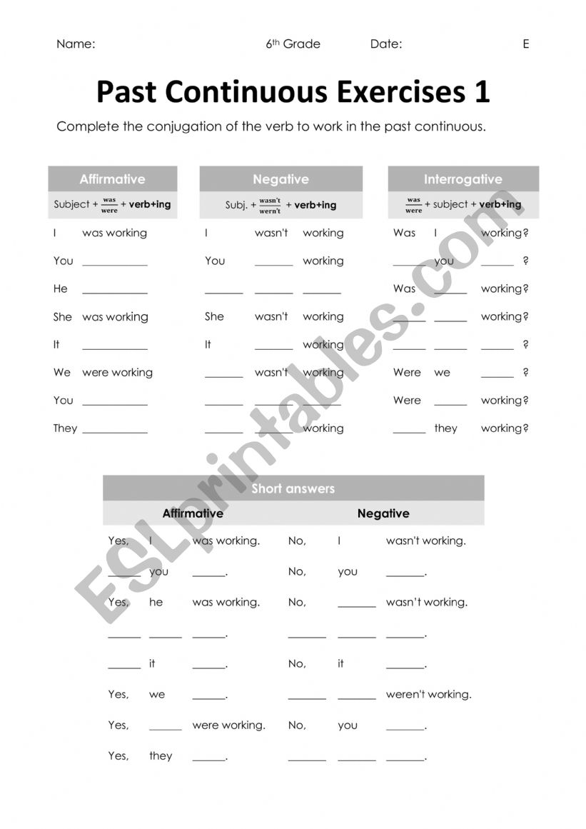 Conjugation Worksheet  worksheet