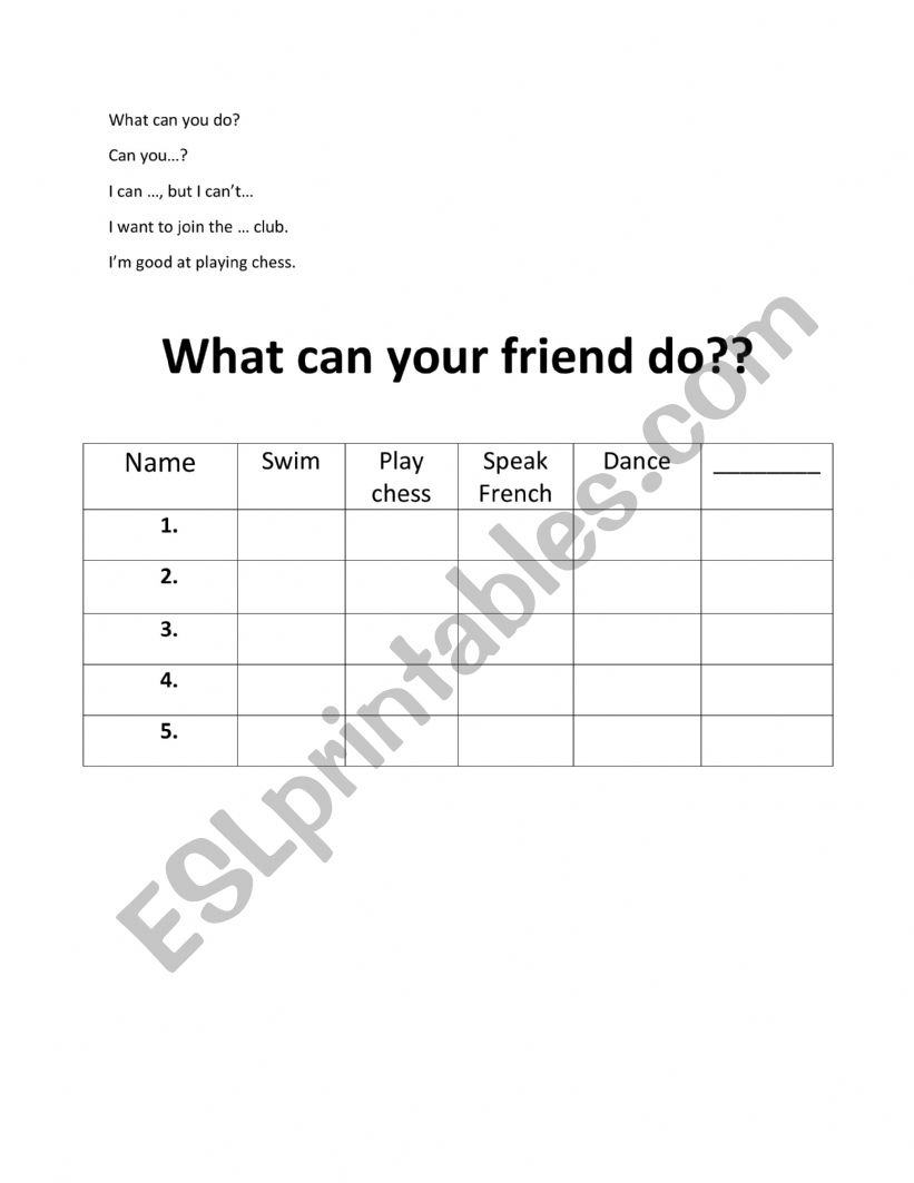 Survey worksheet