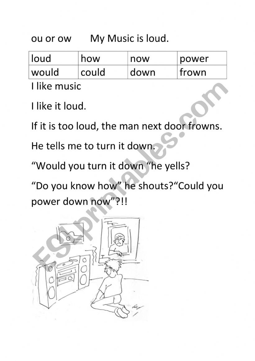 Music is loud worksheet