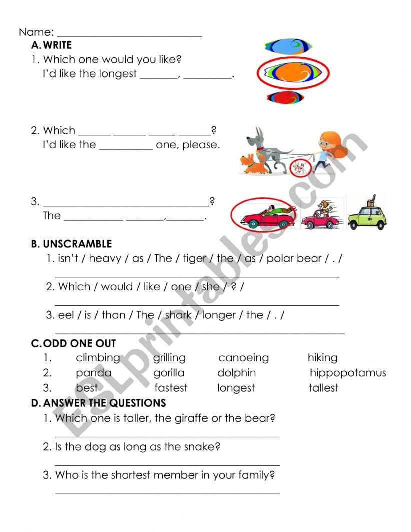 UNIT 3 - revision worksheet