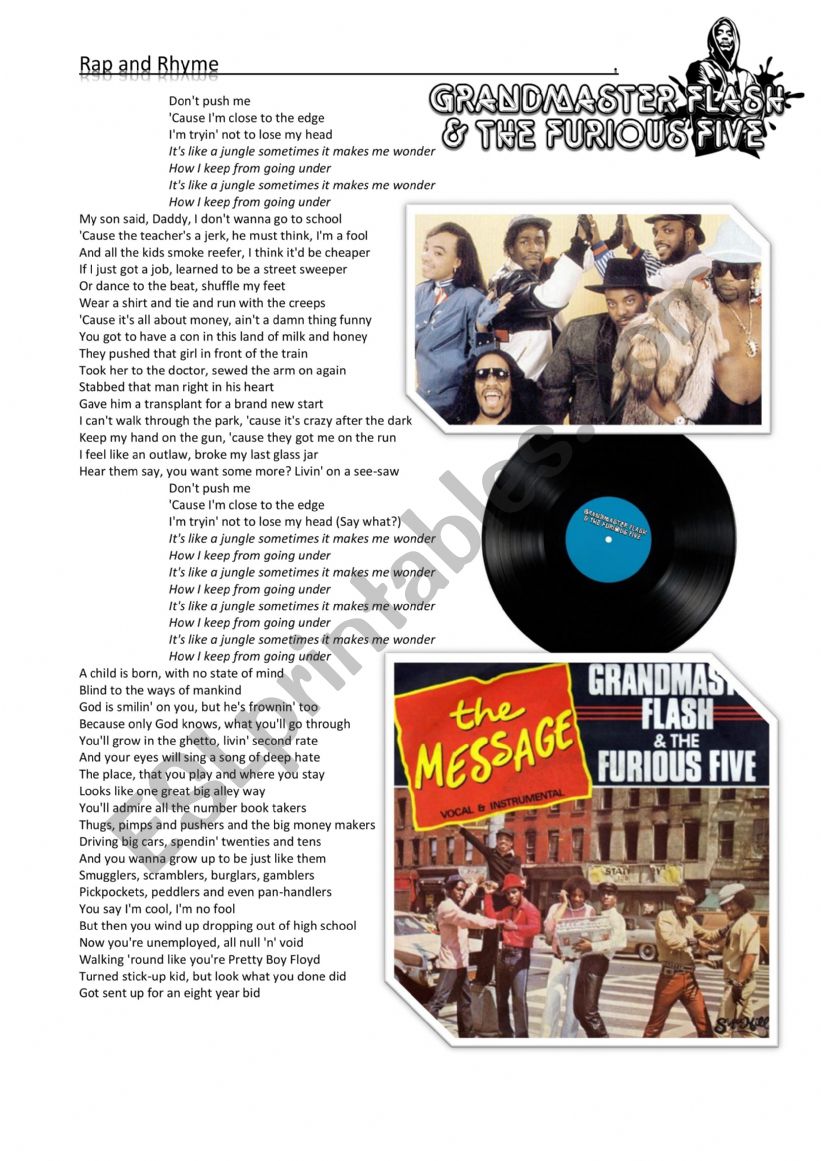 Rap - Grandmaster Flash and the Furious Five - The Message - ESL