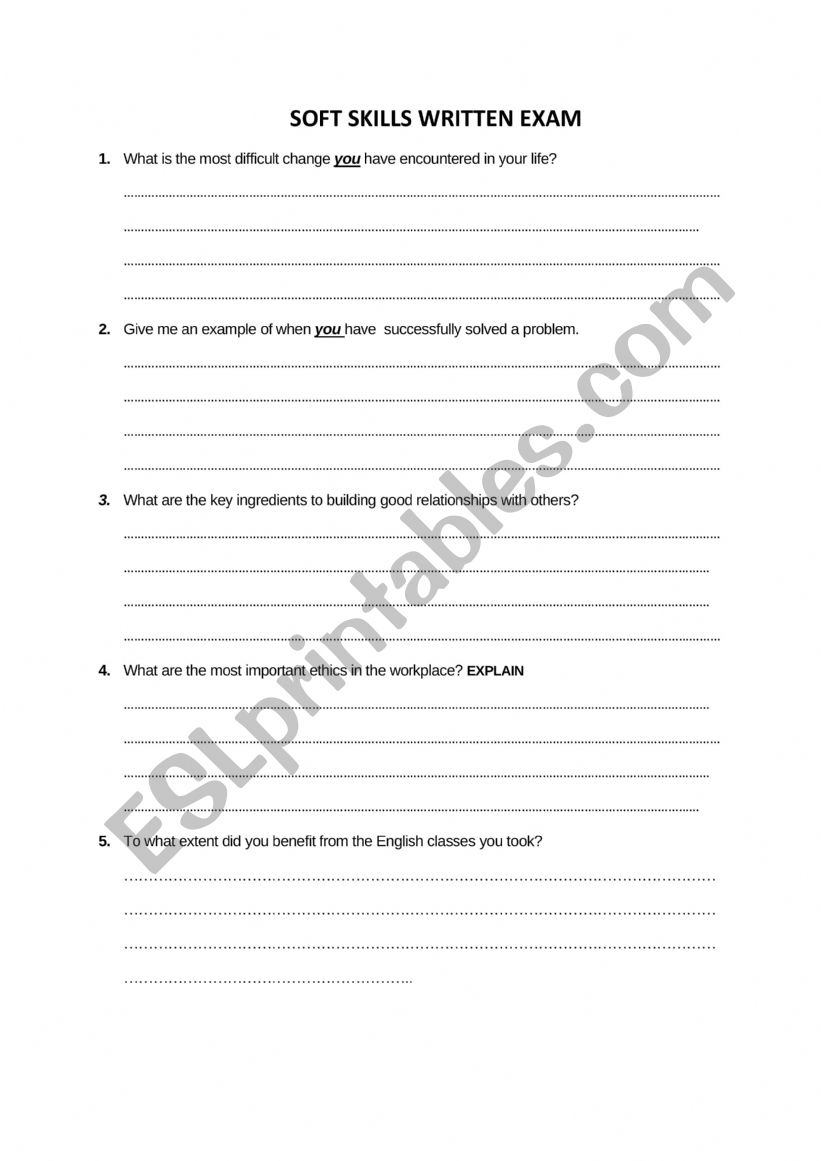 Soft Skills ESL Worksheet By Jihadbaha