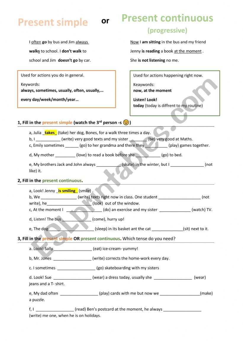 Present simple vs. continuous - ESL worksheet by ilumina