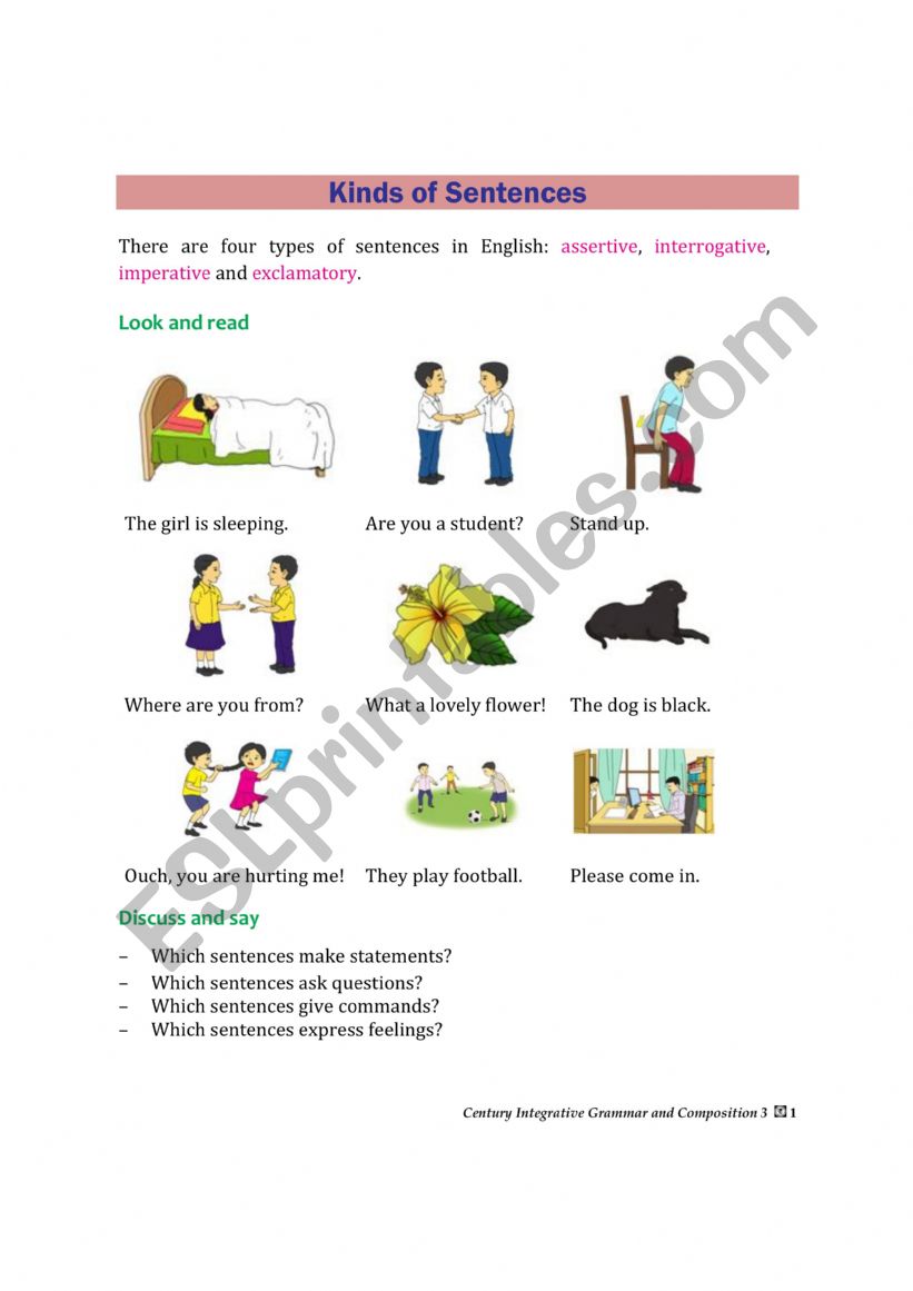 Types of sentences worksheet