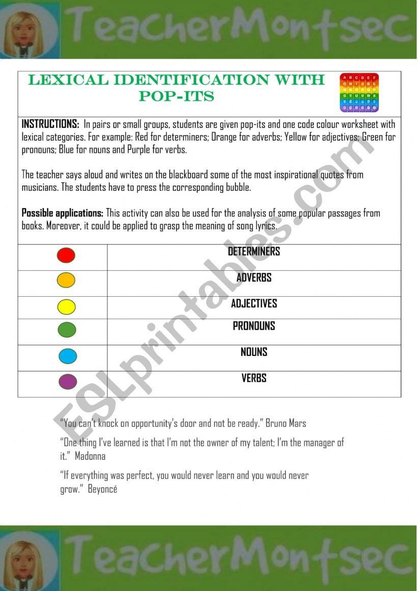 Pop It Lexical Identification game