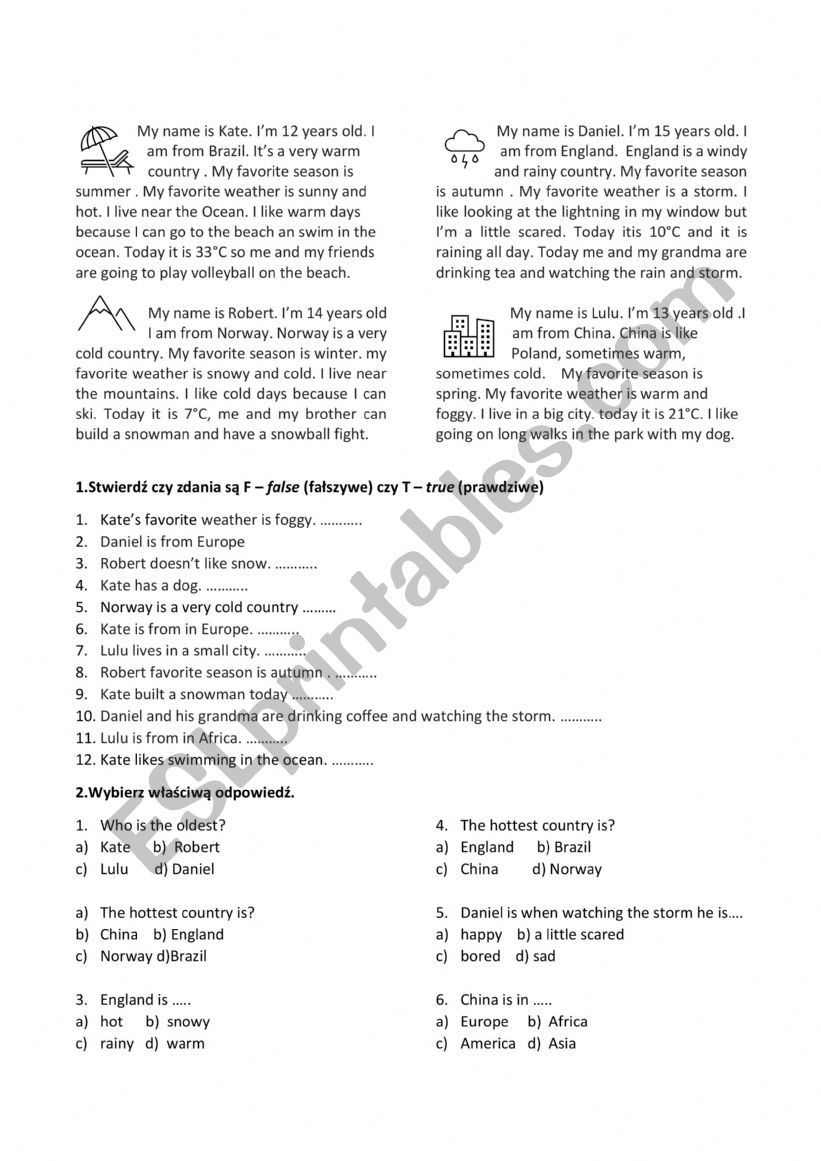 Weathers worksheet