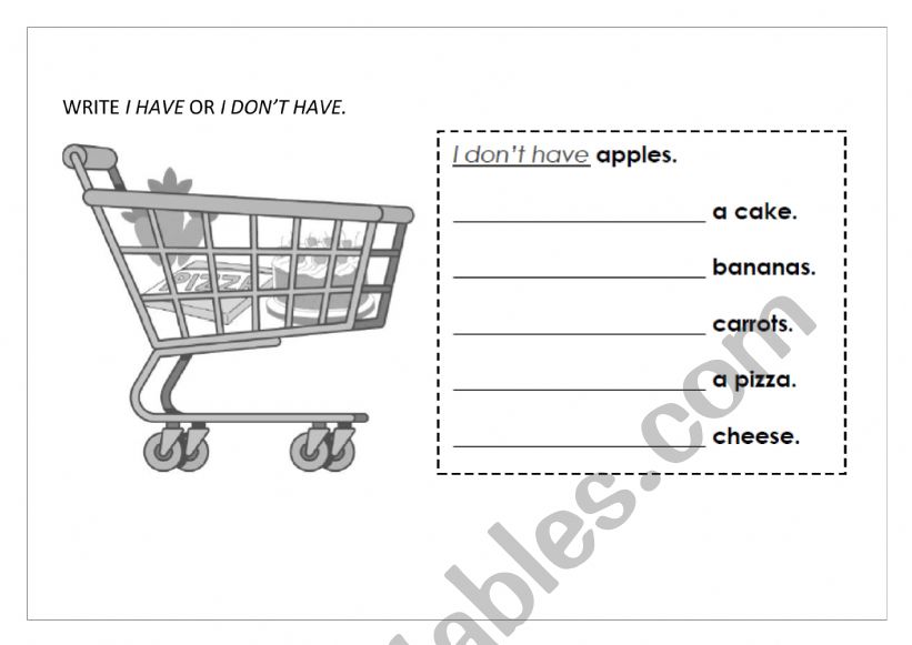 HAVE - DONï¿½T HAVE FOOD - ESL worksheet by Mands_r