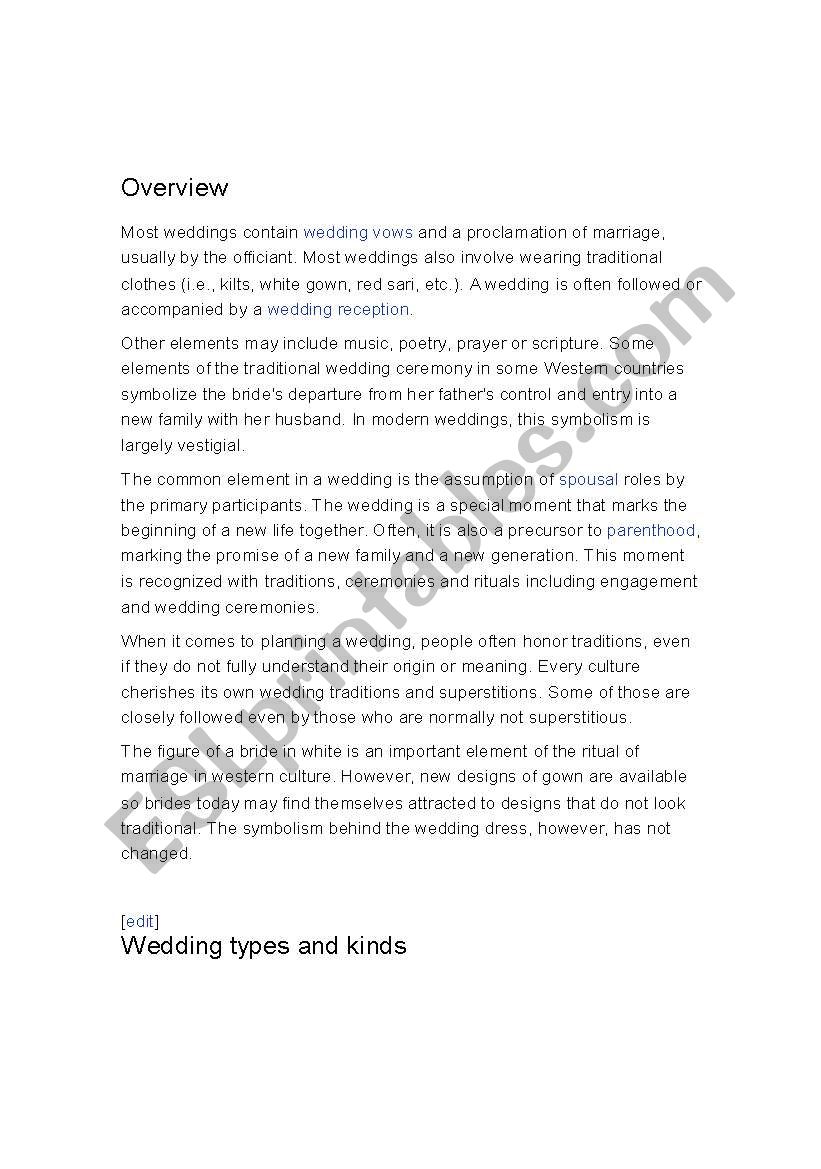 Introduction of western wedding