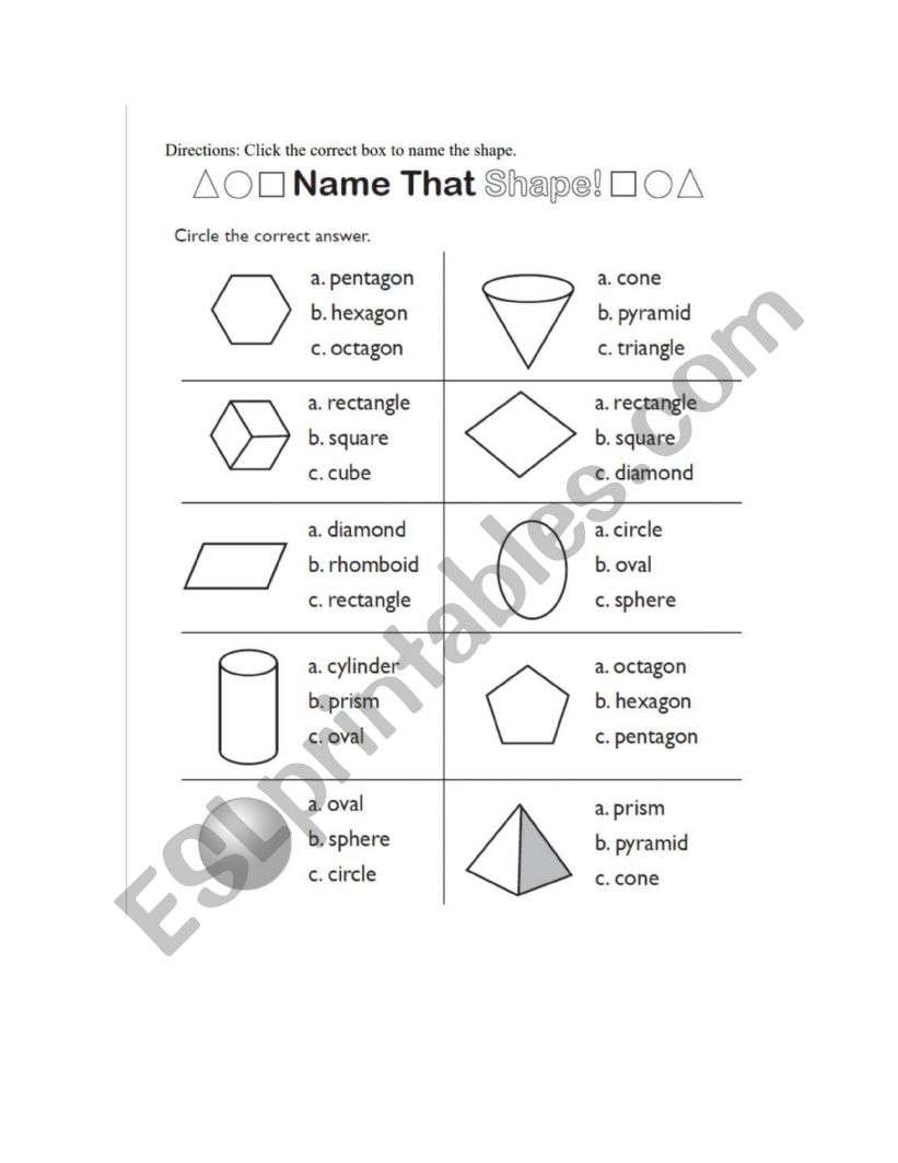 Geometry figures worksheet