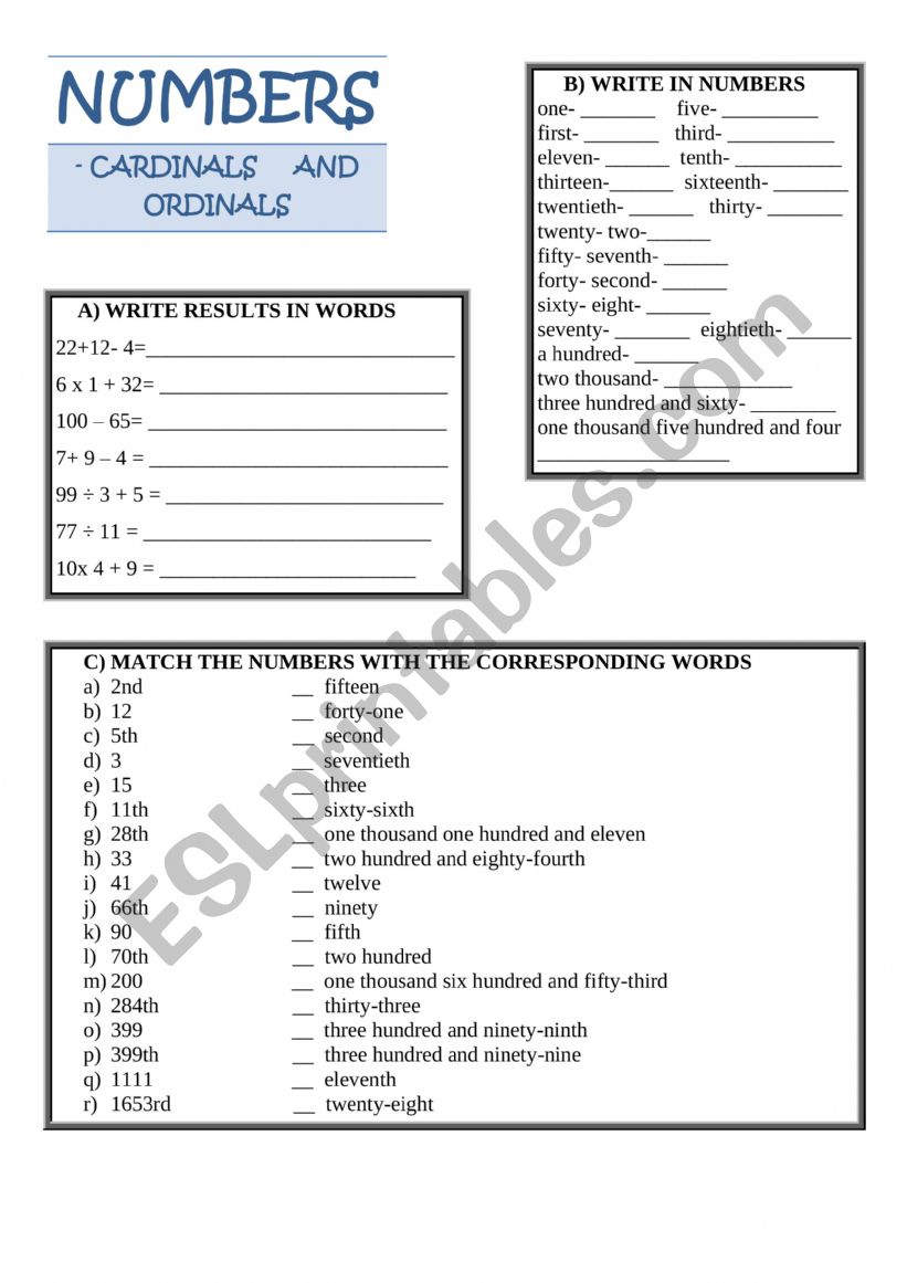 MATH ACTIVITIES  worksheet