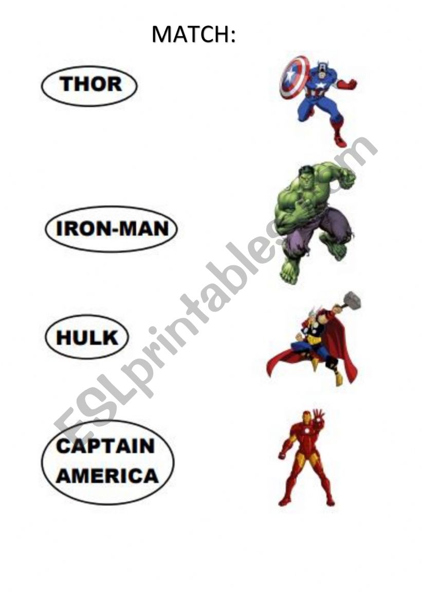 SuperHeroes worksheet