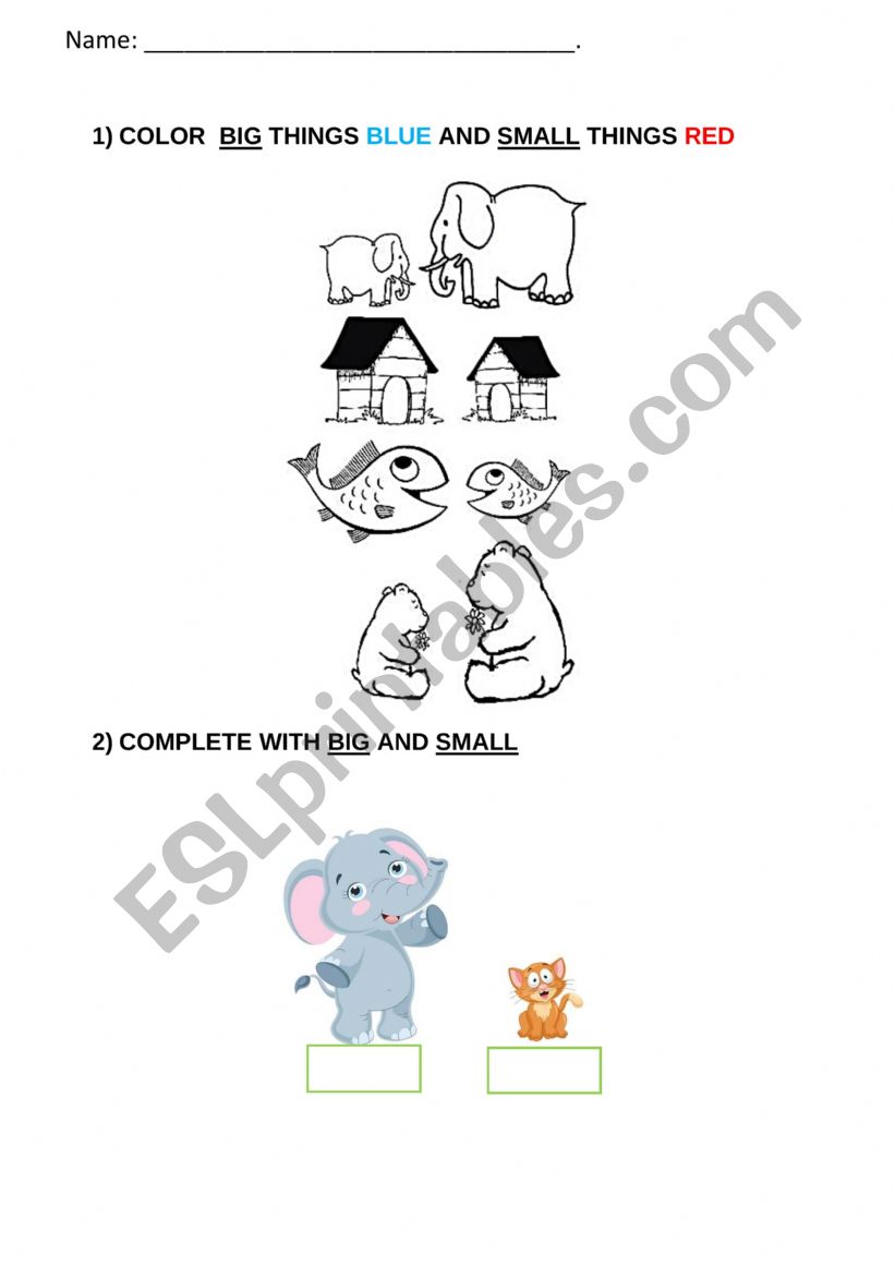 BIG x SMALL worksheet