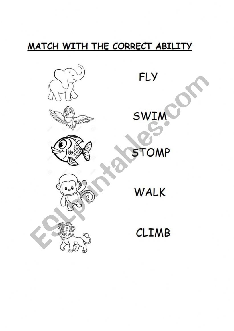 Animals and abilities worksheet