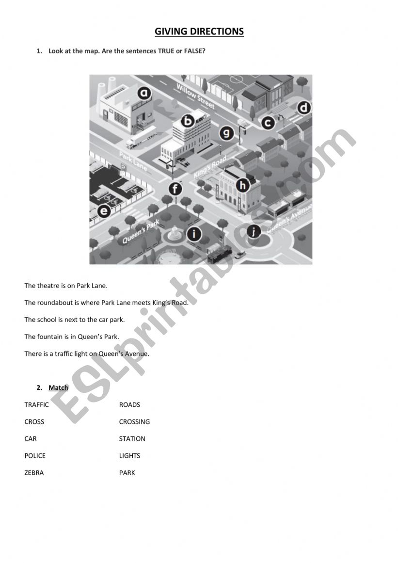 Giving directions worksheet