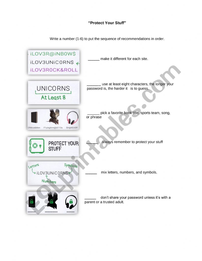 Protect Your Stuff worksheet