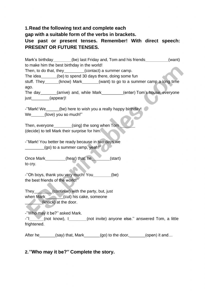 READING: PAST SIMPLE, CONTINUOUS AND PRESENT TENSES REVIEW