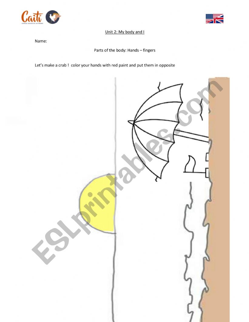 Hands, fingers activity worksheet