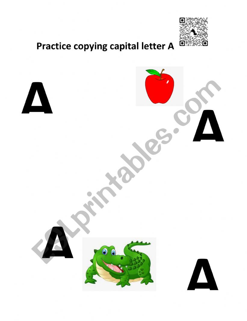 Practice copying capital letter A