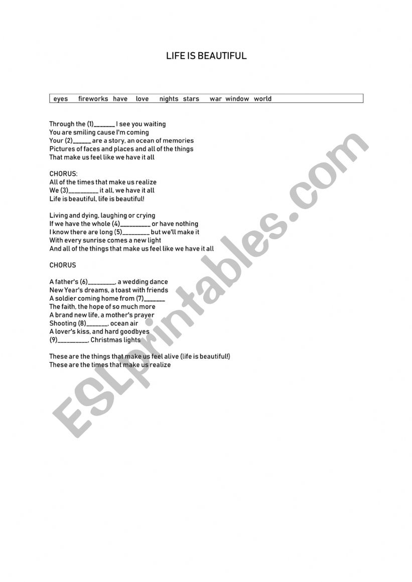 english-worksheets-song-life-is-beautiful