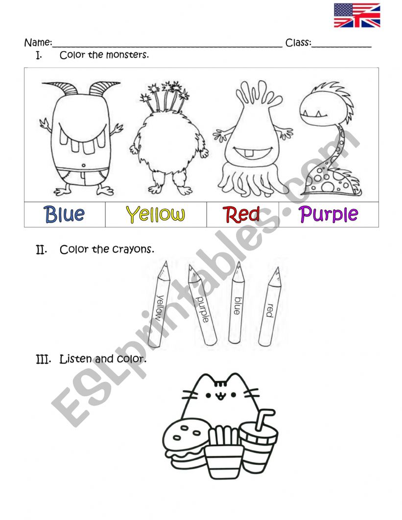 Colors worksheet