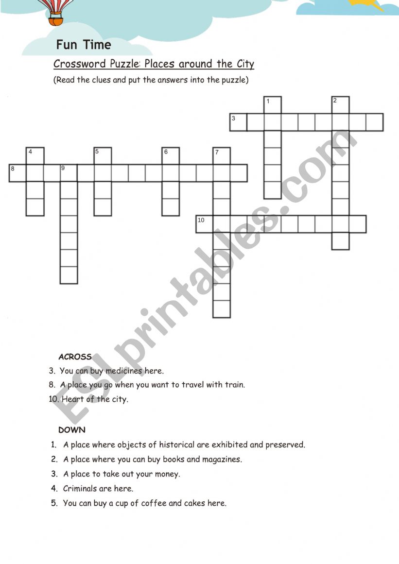 Places around the City worksheet