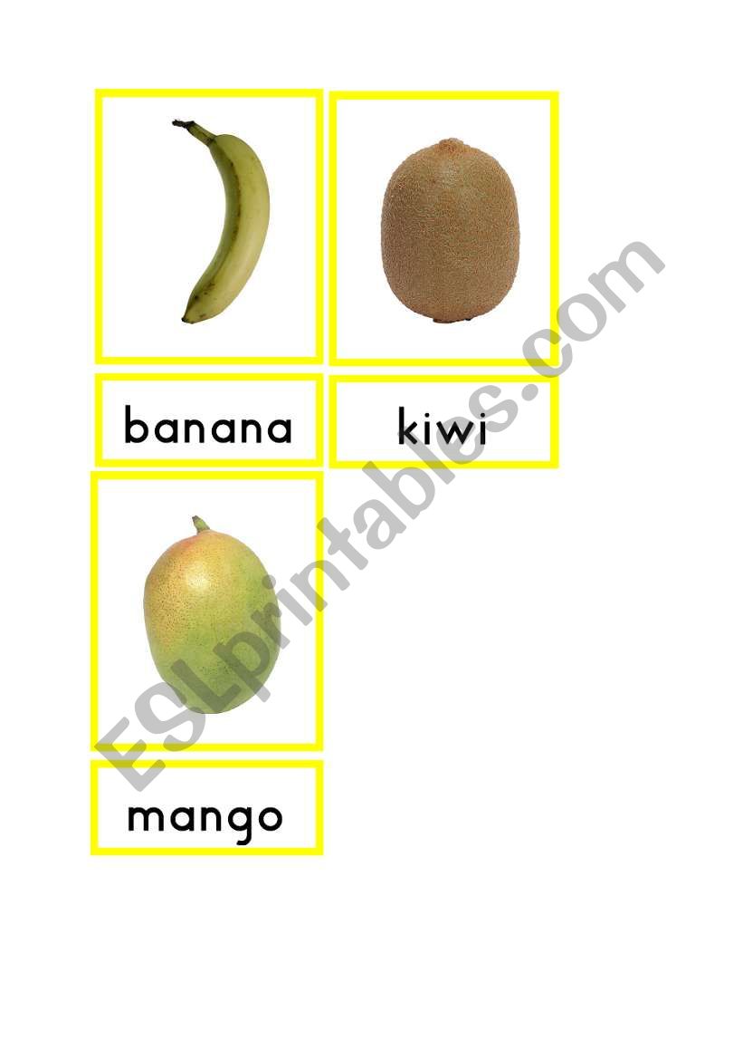 Fruit Flashcards 2/5 worksheet