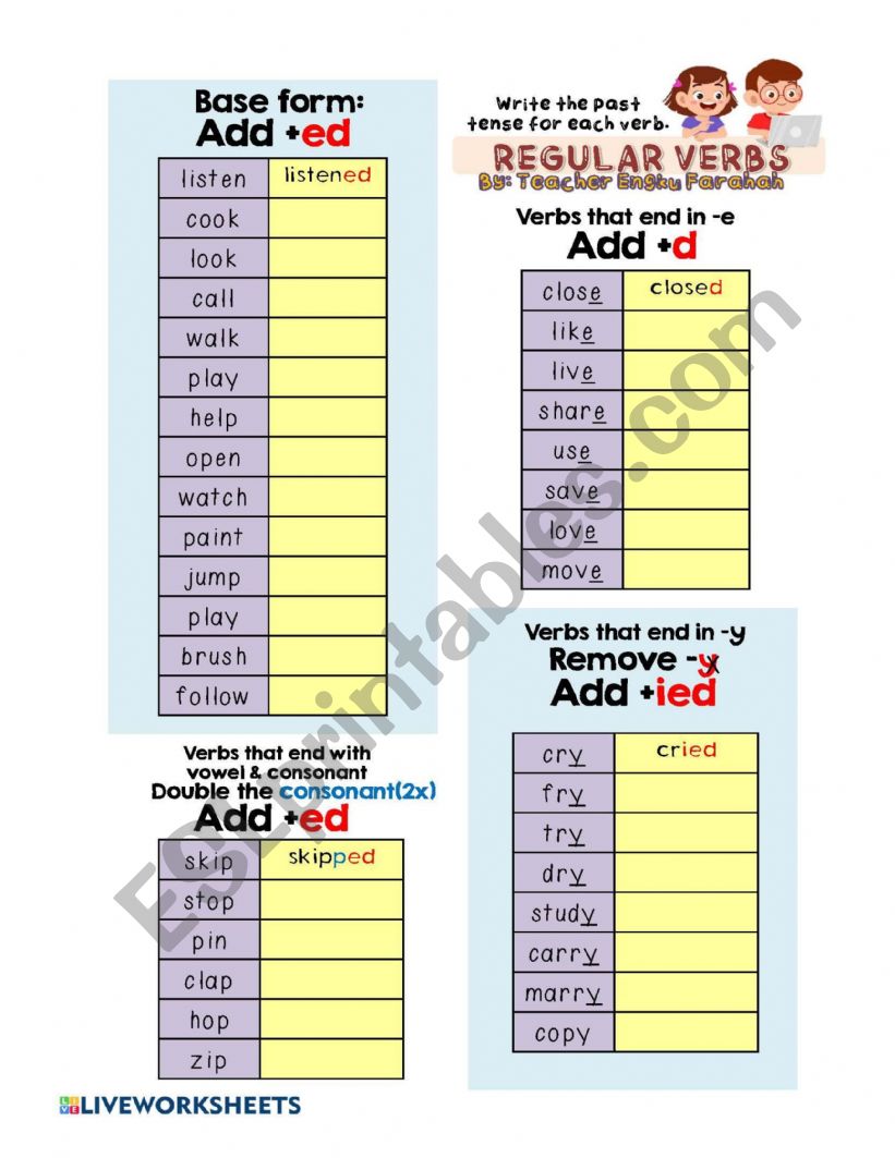 Regular & Irregular worksheet