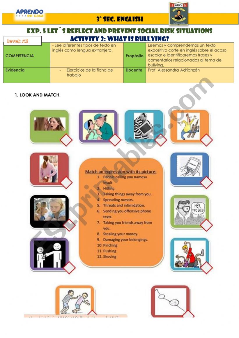 Bullying worksheet