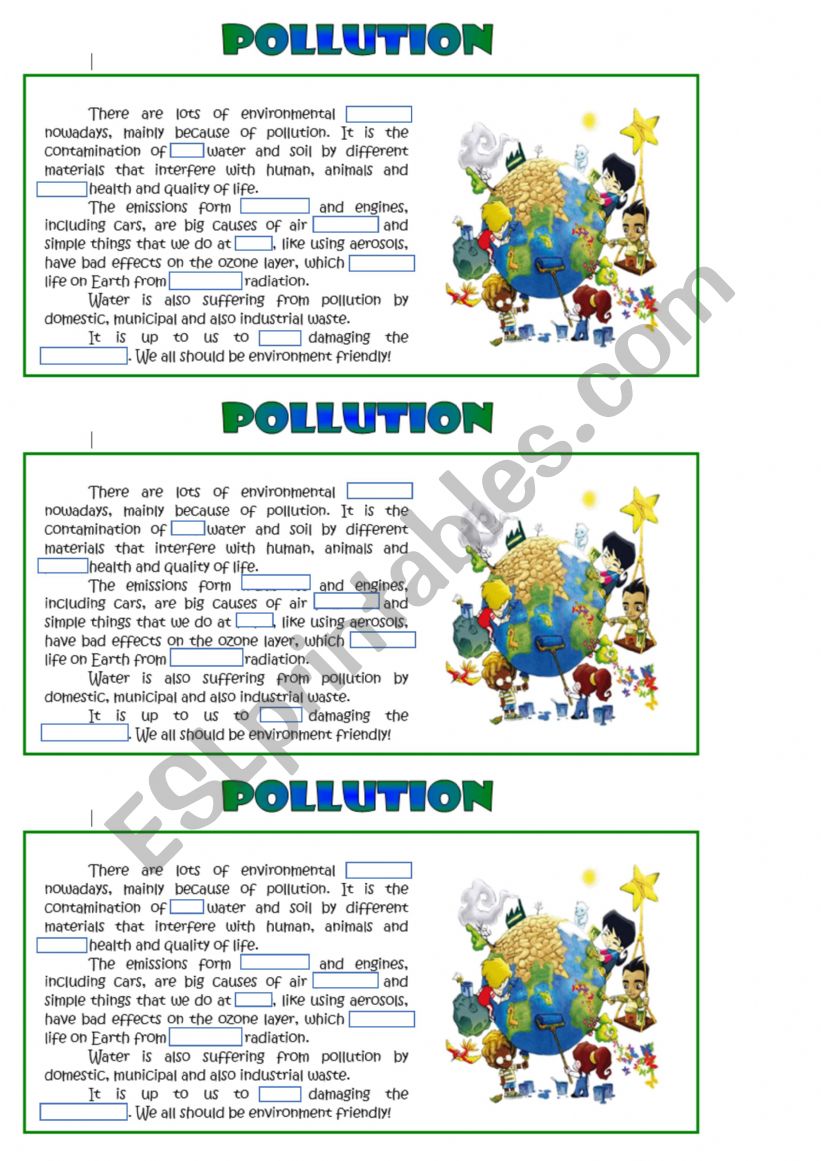 pollution worksheet
