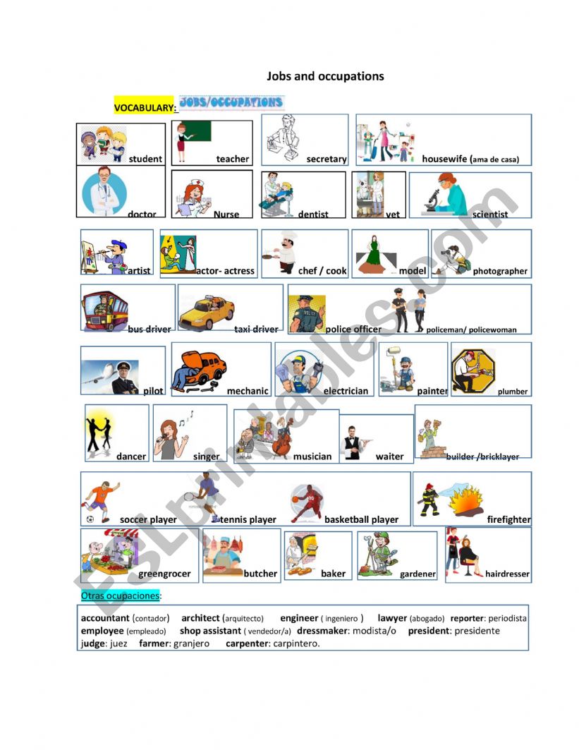 Jobs & Professions worksheet