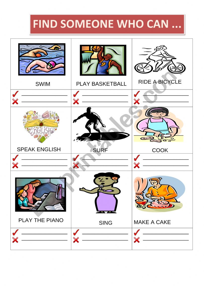 English Worksheets Use Of Can And Can T