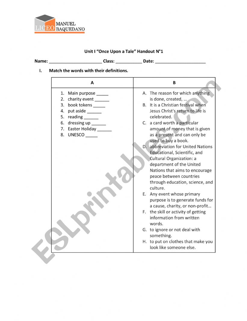 world book day reading worksheet