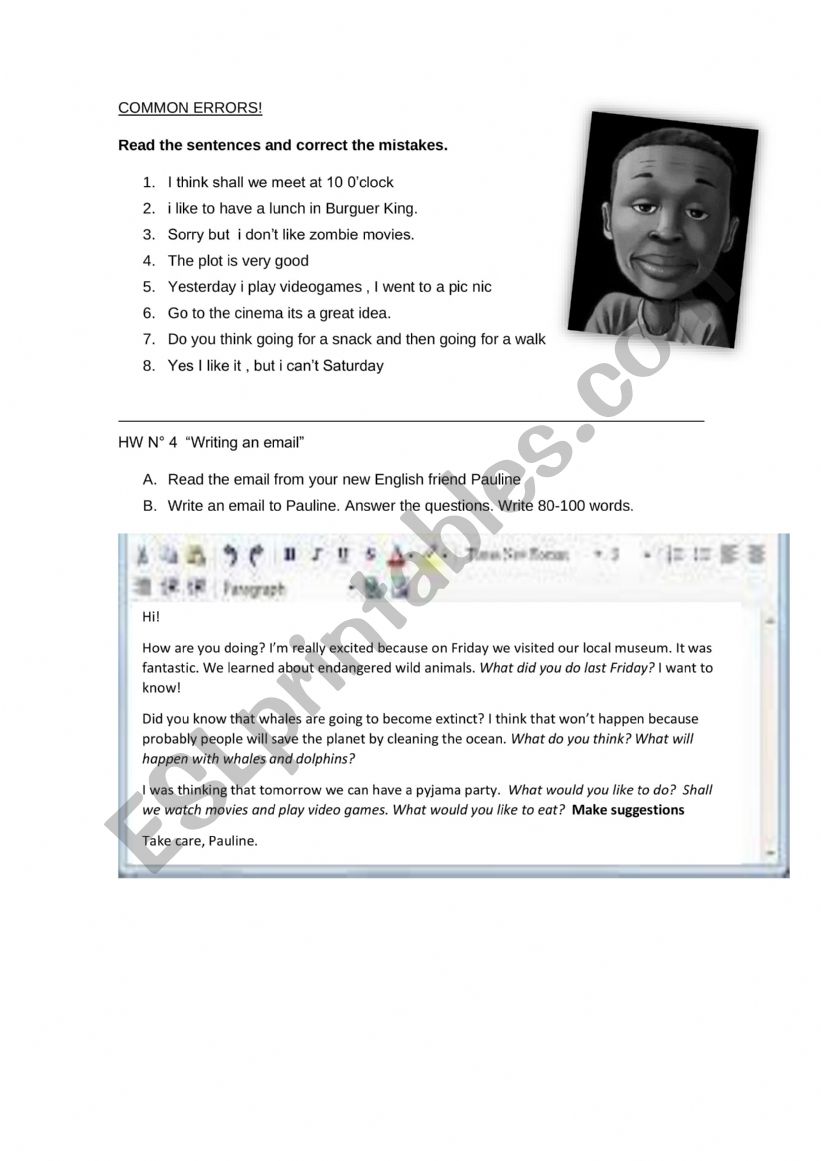 Writing emails worksheet