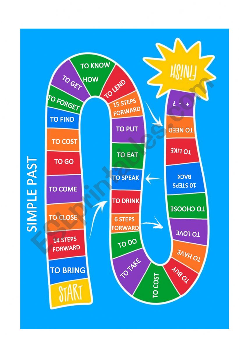 English worksheets Board Game Verbs