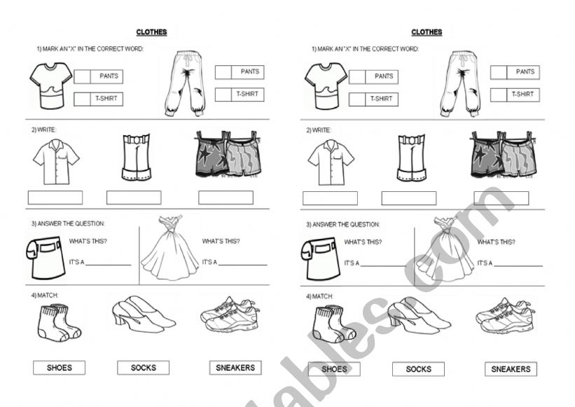 Clothes worksheet