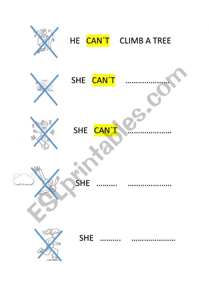 english-worksheets-simple-can-can-t