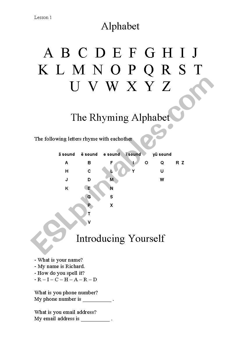 alphabet worksheet