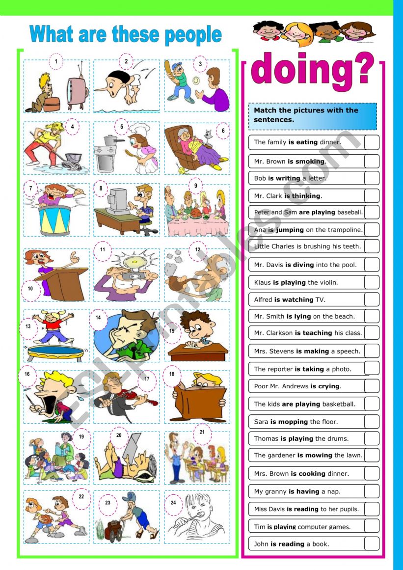 present continuous worksheet