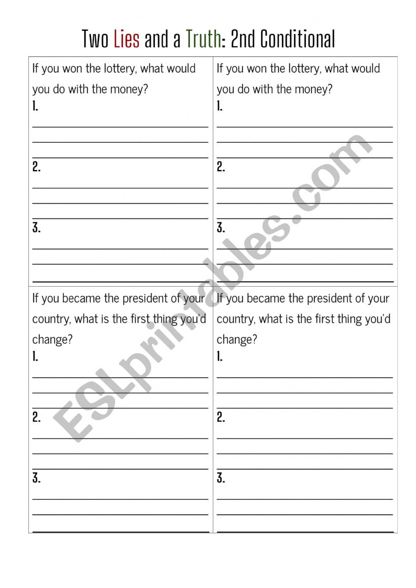 two truth one lie worksheet