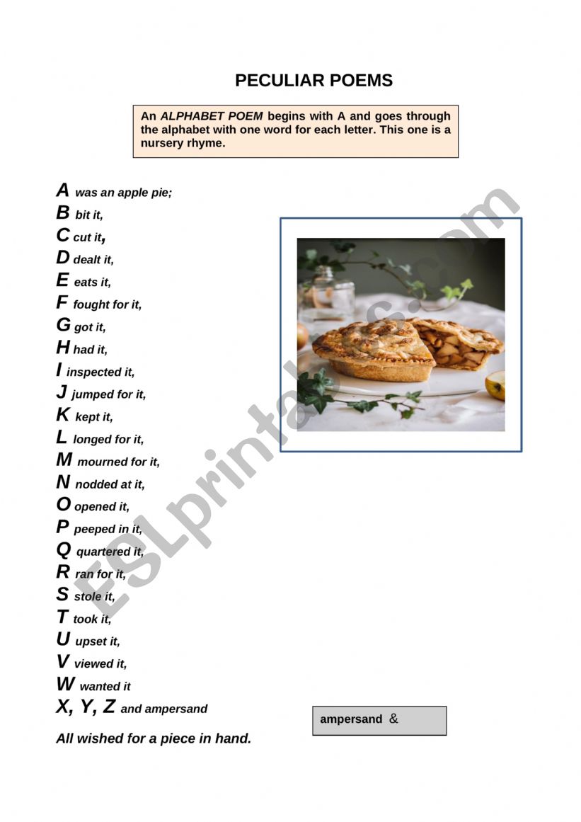 PECULIAR POEMS worksheet