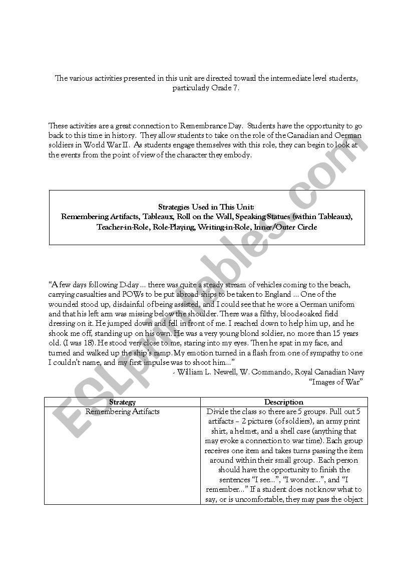 Images of War worksheet