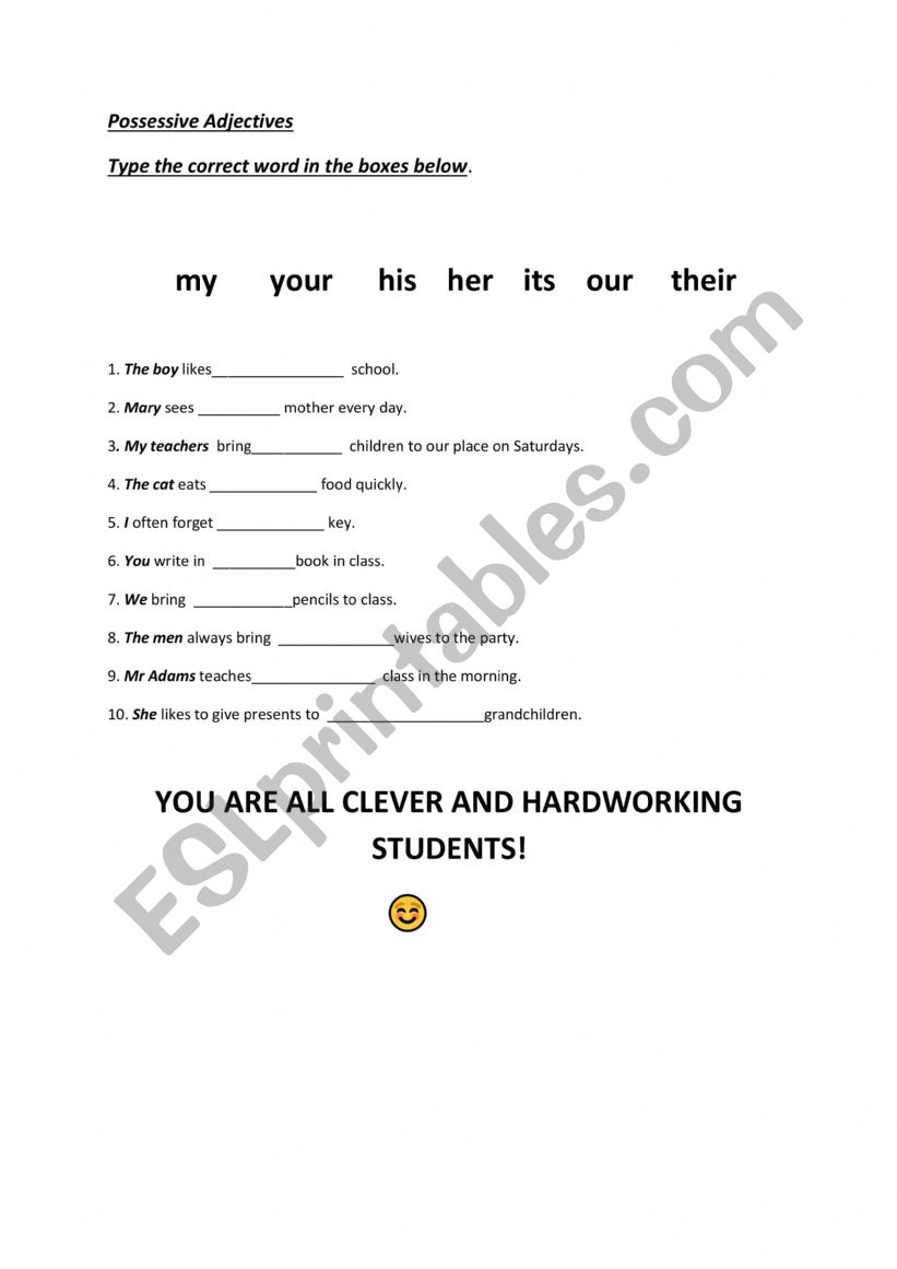 English worksheets: possessive