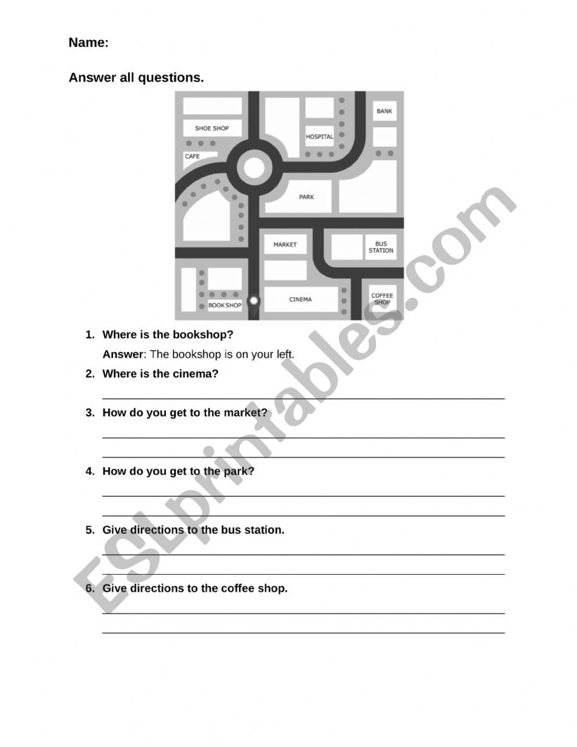 Directions worksheet