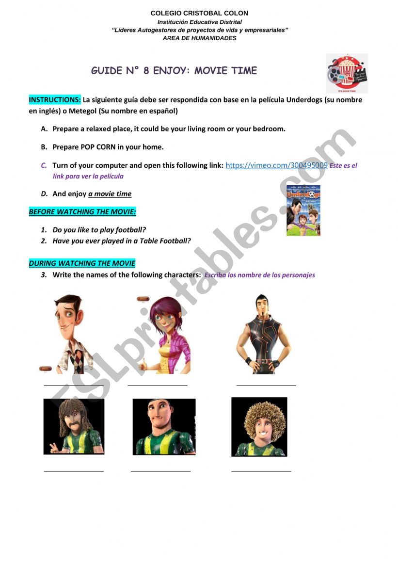 MOVIE ACTIVITY worksheet