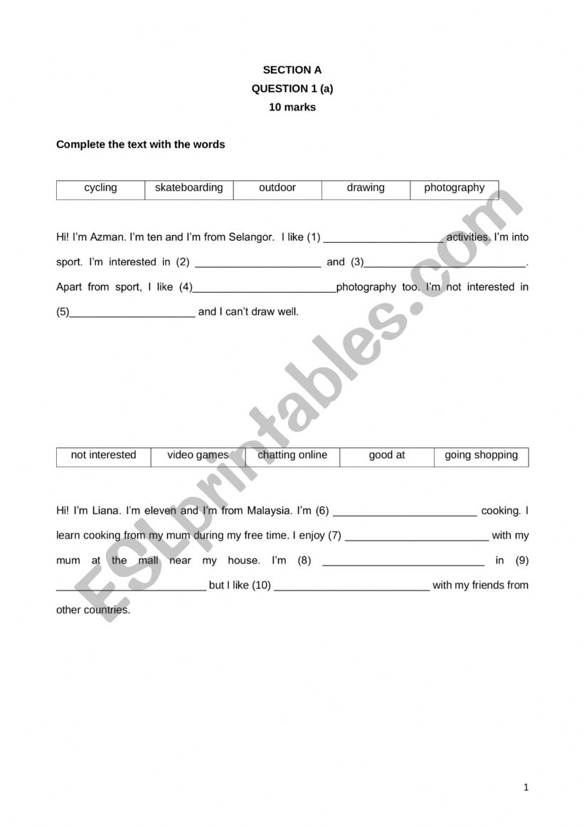 Mix English Exercise worksheet